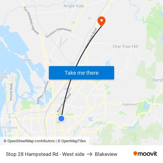 Stop 28 Hampstead Rd - West side to Blakeview map