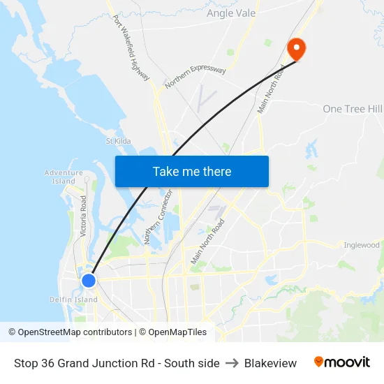 Stop 36 Grand Junction Rd - South side to Blakeview map