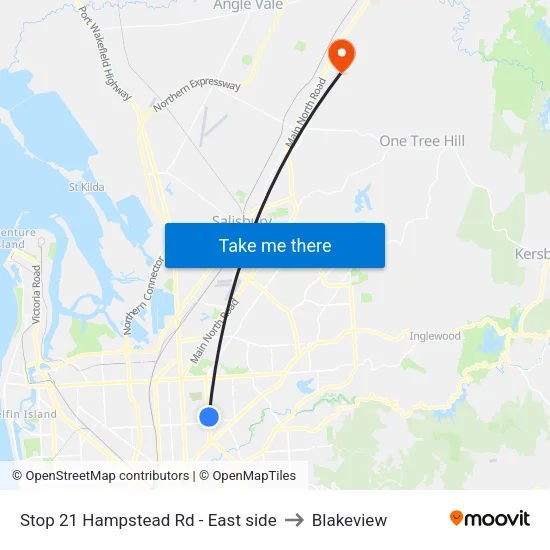Stop 21 Hampstead Rd - East side to Blakeview map