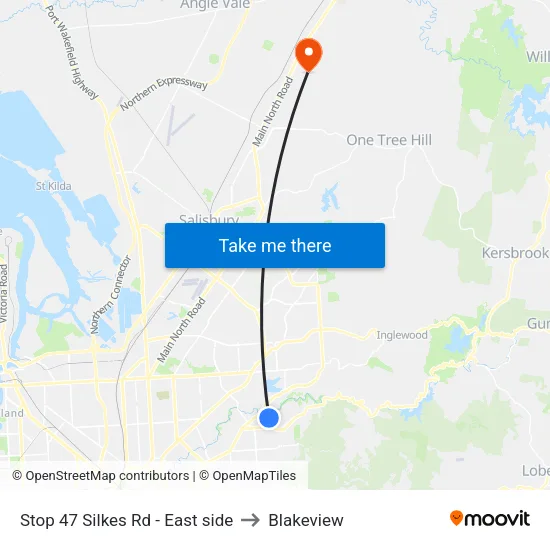 Stop 47 Silkes Rd - East side to Blakeview map