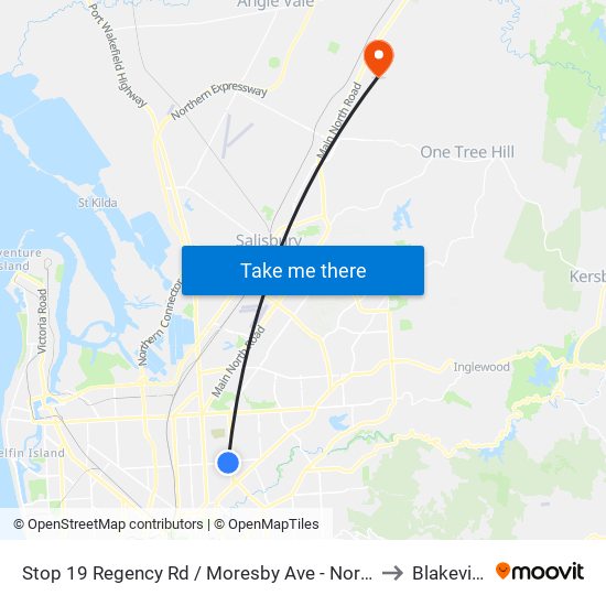 Stop 19 Regency Rd / Moresby Ave - North side to Blakeview map