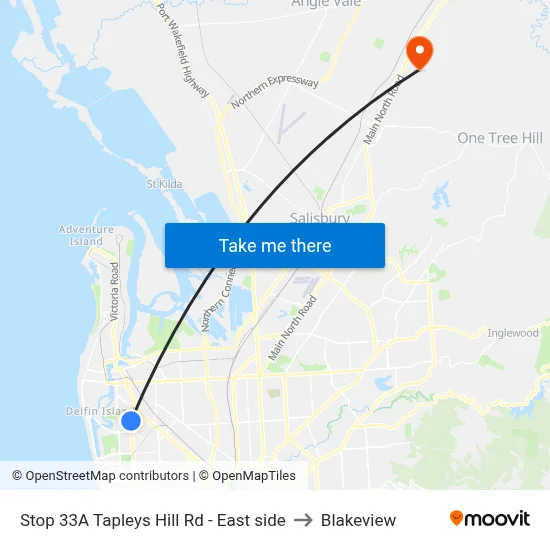 Stop 33A Tapleys Hill Rd - East side to Blakeview map