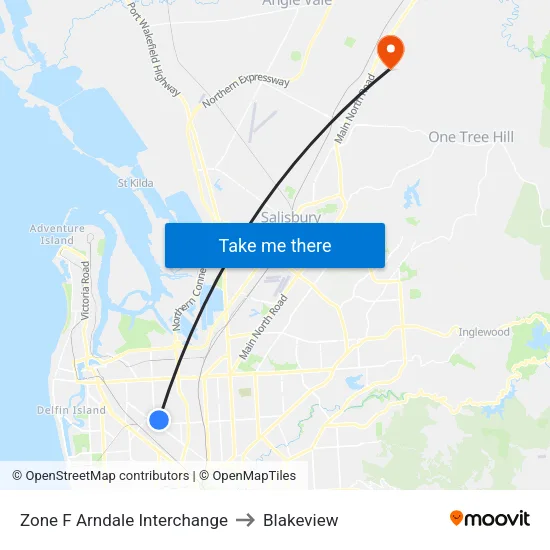 Zone F Arndale Interchange to Blakeview map