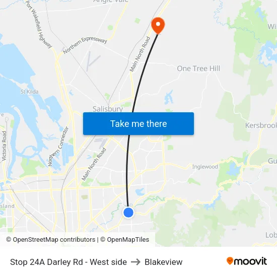 Stop 24A Darley Rd - West side to Blakeview map