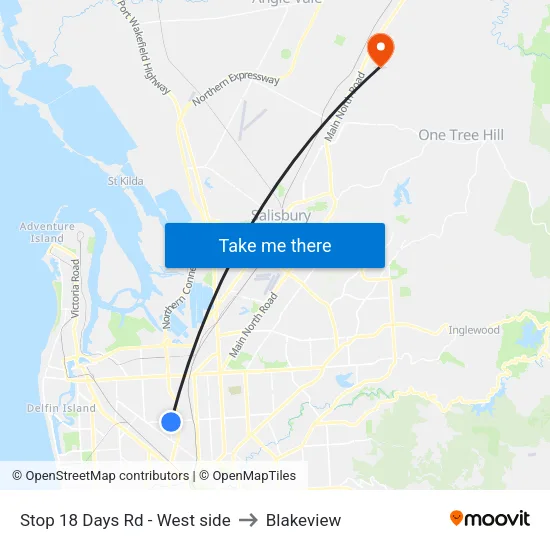 Stop 18 Days Rd - West side to Blakeview map