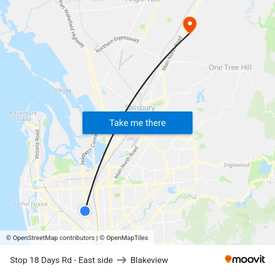 Stop 18 Days Rd - East side to Blakeview map