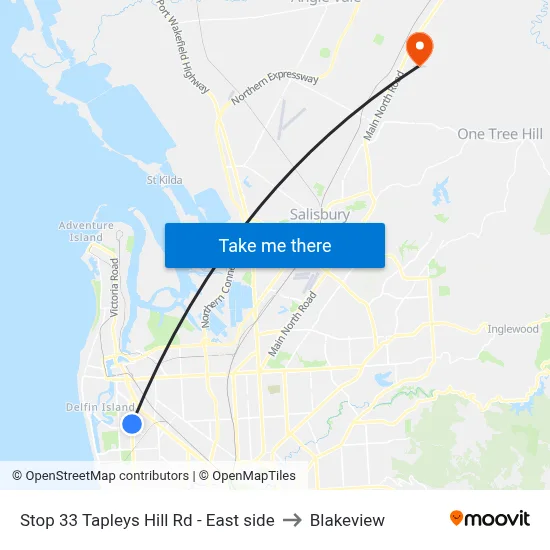 Stop 33 Tapleys Hill Rd - East side to Blakeview map