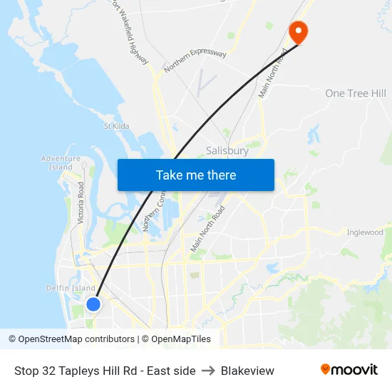 Stop 32 Tapleys Hill Rd - East side to Blakeview map