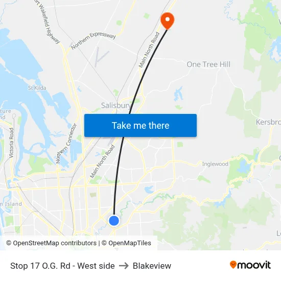 Stop 17 O.G. Rd - West side to Blakeview map