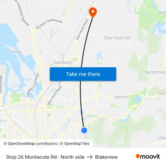 Stop 26 Montacute Rd - North side to Blakeview map