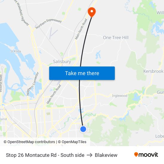 Stop 26 Montacute Rd - South side to Blakeview map