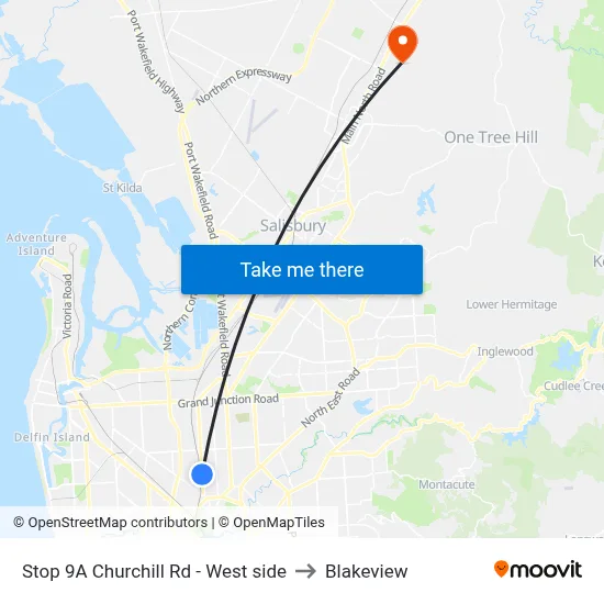 Stop 9A Churchill Rd - West side to Blakeview map