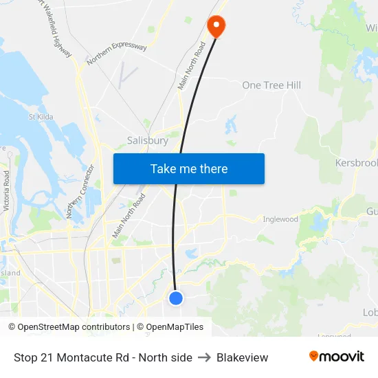 Stop 21 Montacute Rd - North side to Blakeview map