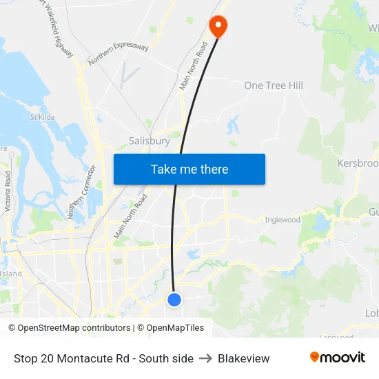 Stop 20 Montacute Rd - South side to Blakeview map