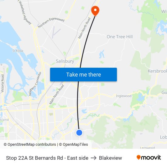 Stop 22A St Bernards Rd - East side to Blakeview map