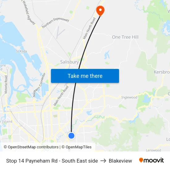 Stop 14 Payneham Rd - South East side to Blakeview map