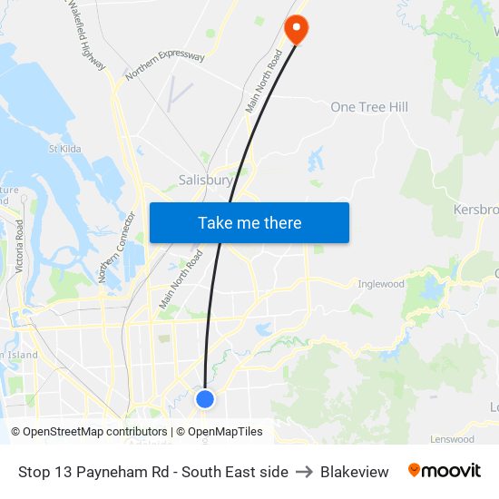 Stop 13 Payneham Rd - South East side to Blakeview map