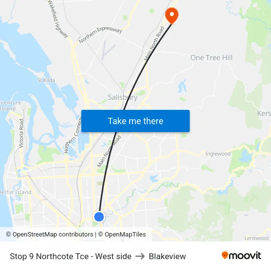 Stop 9 Northcote Tce - West side to Blakeview map