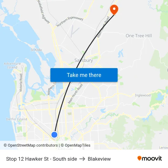 Stop 12 Hawker St - South side to Blakeview map