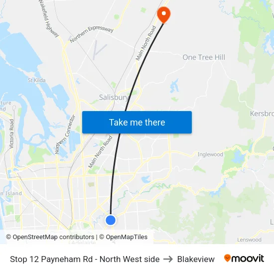 Stop 12 Payneham Rd - North West side to Blakeview map