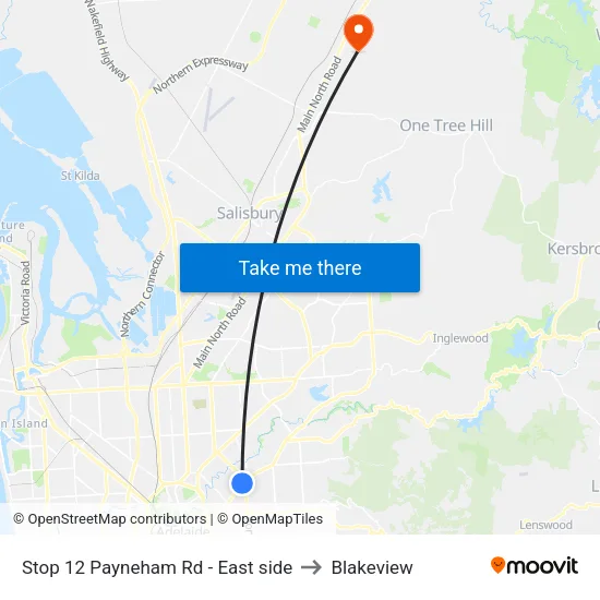 Stop 12 Payneham Rd - East side to Blakeview map