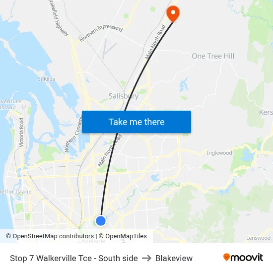 Stop 7 Walkerville Tce - South side to Blakeview map