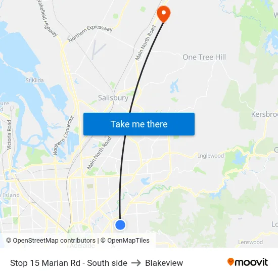 Stop 15 Marian Rd - South side to Blakeview map