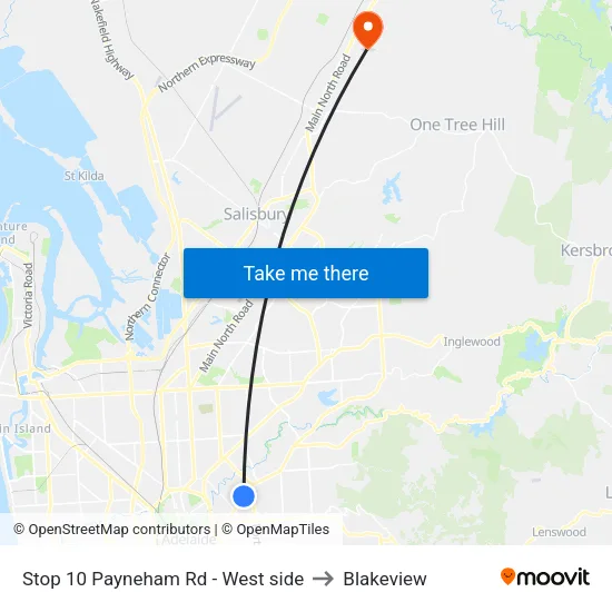 Stop 10 Payneham Rd - West side to Blakeview map