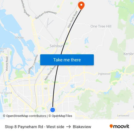 Stop 8 Payneham Rd - West side to Blakeview map