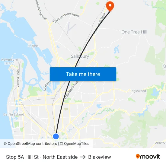Stop 5A Hill St - North East side to Blakeview map