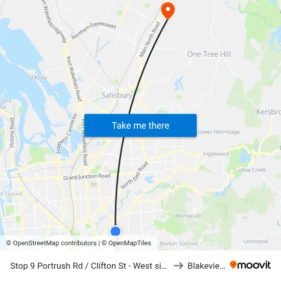 Stop 9 Portrush Rd / Clifton St - West side to Blakeview map