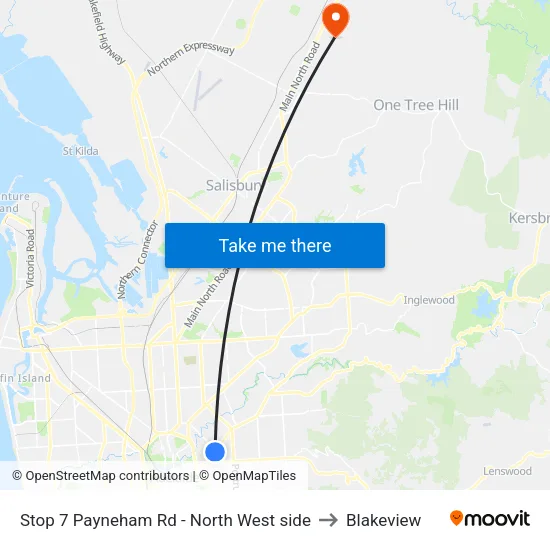 Stop 7 Payneham Rd - North West side to Blakeview map
