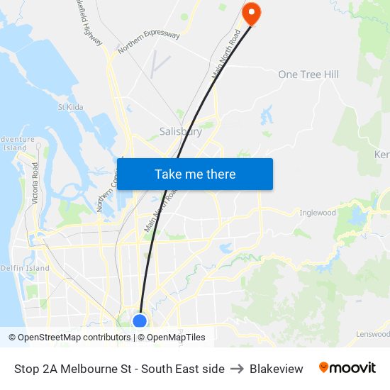 Stop 2A Melbourne St - South East side to Blakeview map
