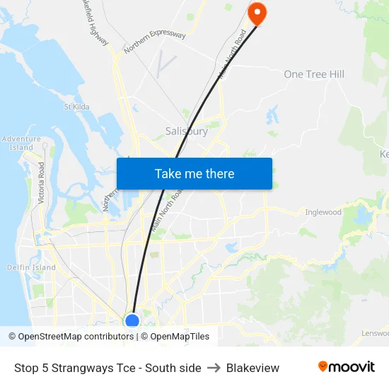Stop 5 Strangways Tce - South side to Blakeview map