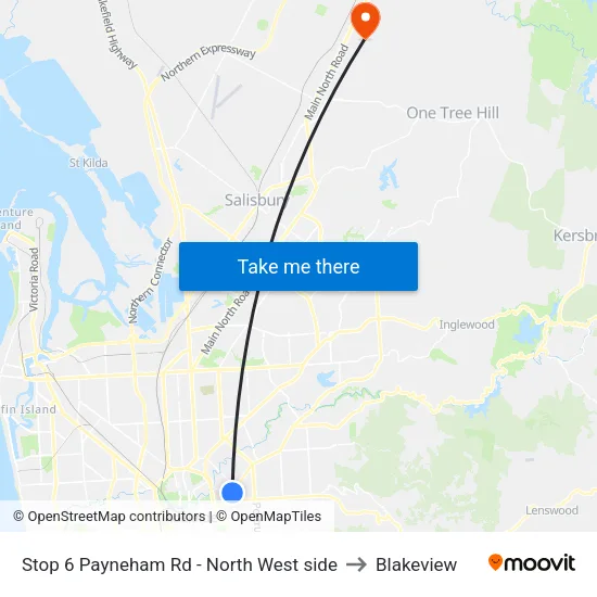 Stop 6 Payneham Rd - North West side to Blakeview map