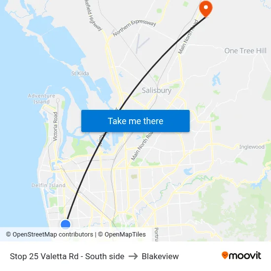 Stop 25 Valetta Rd - South side to Blakeview map