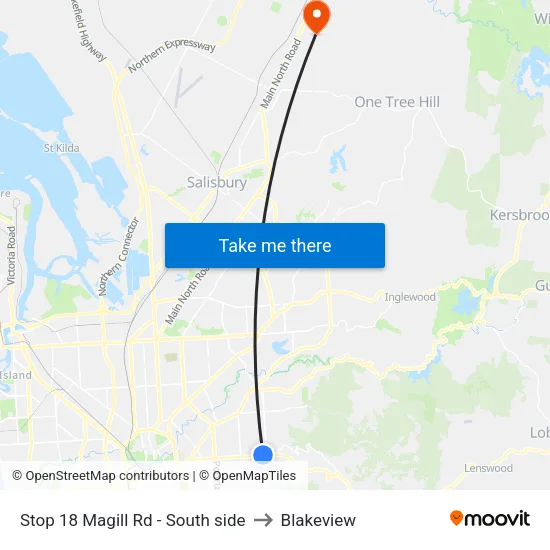 Stop 18 Magill Rd - South side to Blakeview map