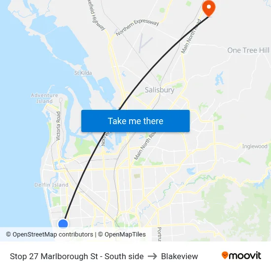 Stop 27 Marlborough St - South side to Blakeview map