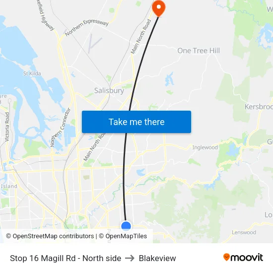 Stop 16 Magill Rd - North side to Blakeview map