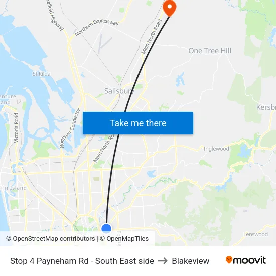 Stop 4 Payneham Rd - South East side to Blakeview map