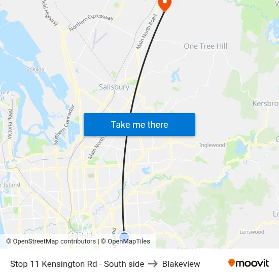 Stop 11 Kensington Rd - South side to Blakeview map