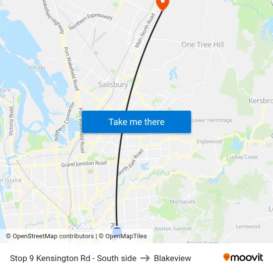 Stop 9 Kensington Rd - South side to Blakeview map