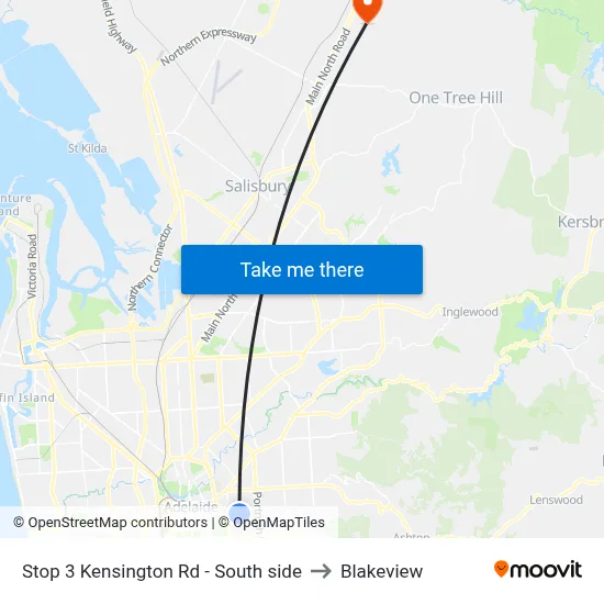 Stop 3 Kensington Rd - South side to Blakeview map