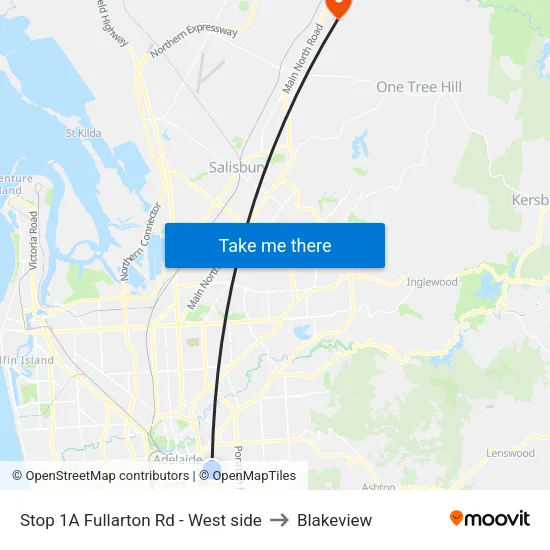 Stop 1A Fullarton Rd - West side to Blakeview map