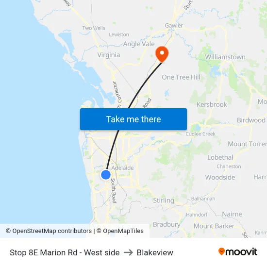Stop 8E Marion Rd - West side to Blakeview map
