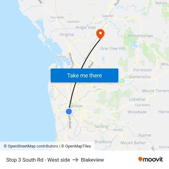 Stop 3 South Rd - West side to Blakeview map