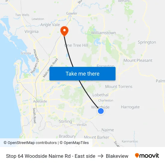 Stop 64 Woodside Nairne Rd - East side to Blakeview map