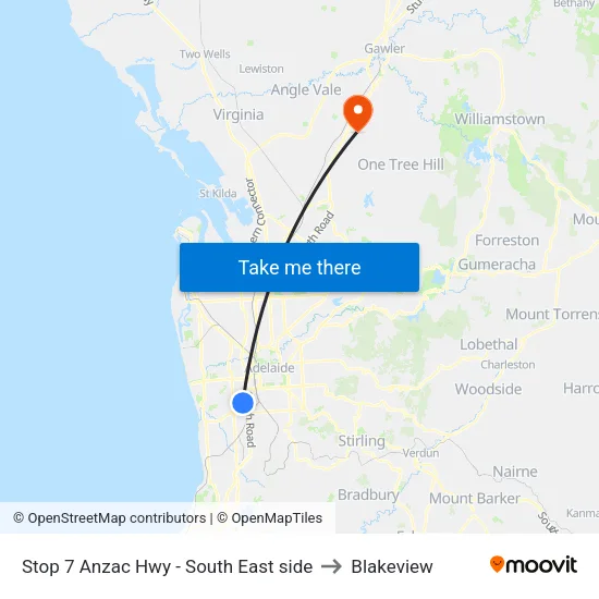 Stop 7 Anzac Hwy - South East side to Blakeview map