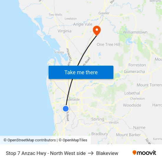 Stop 7 Anzac Hwy - North West side to Blakeview map