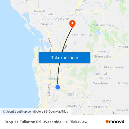 Stop 11 Fullarton Rd - West side to Blakeview map